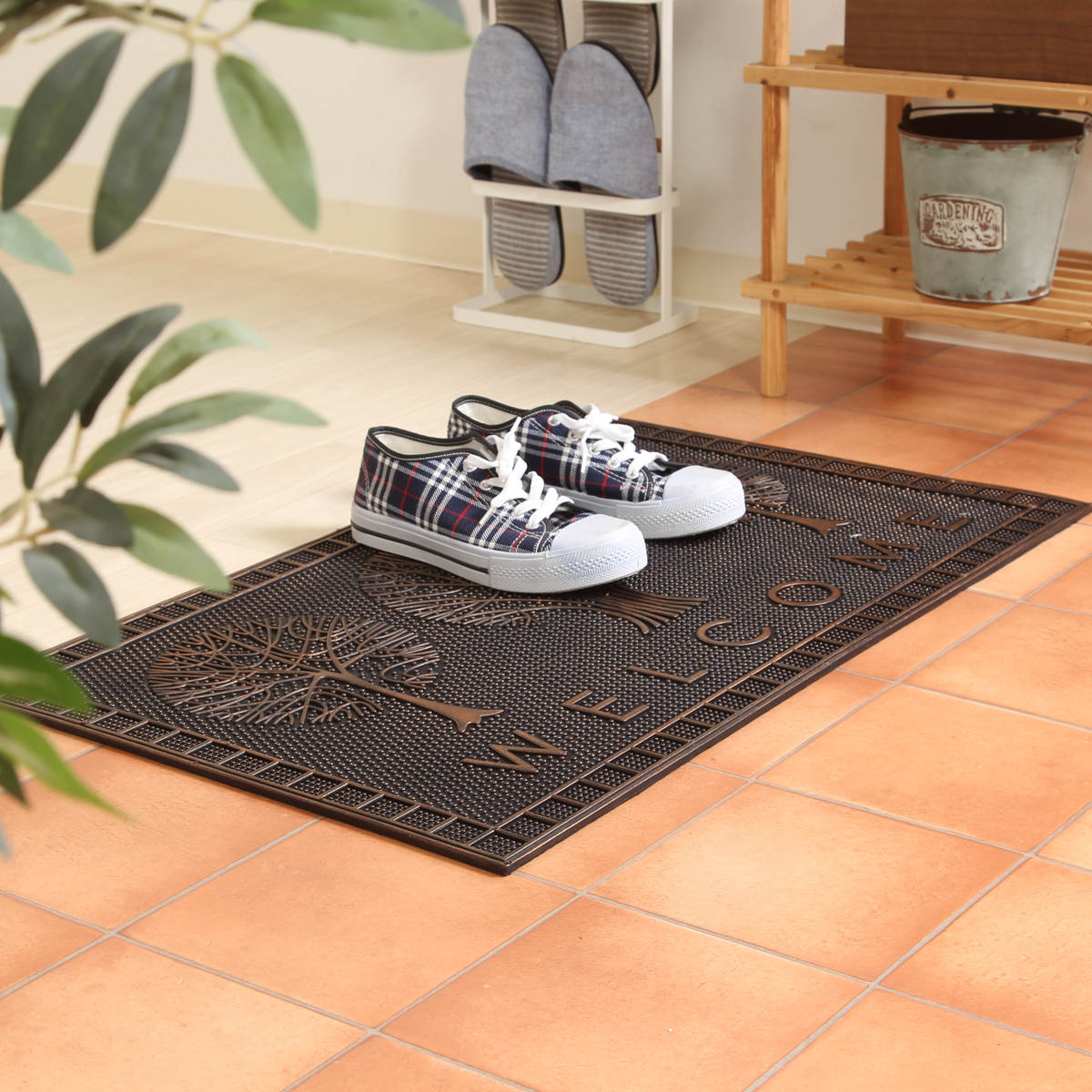 不二貿易（Fuji Boeki） 玄関マット 屋外 ラバーマット 北欧 45×75