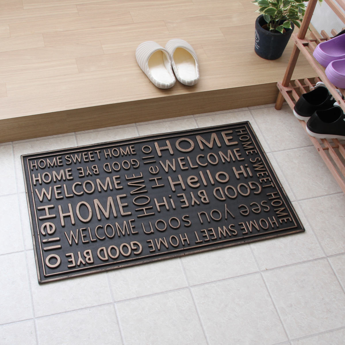 不二貿易（Fuji Boeki） 玄関マット 屋外 ラバーマット 北欧 45×75