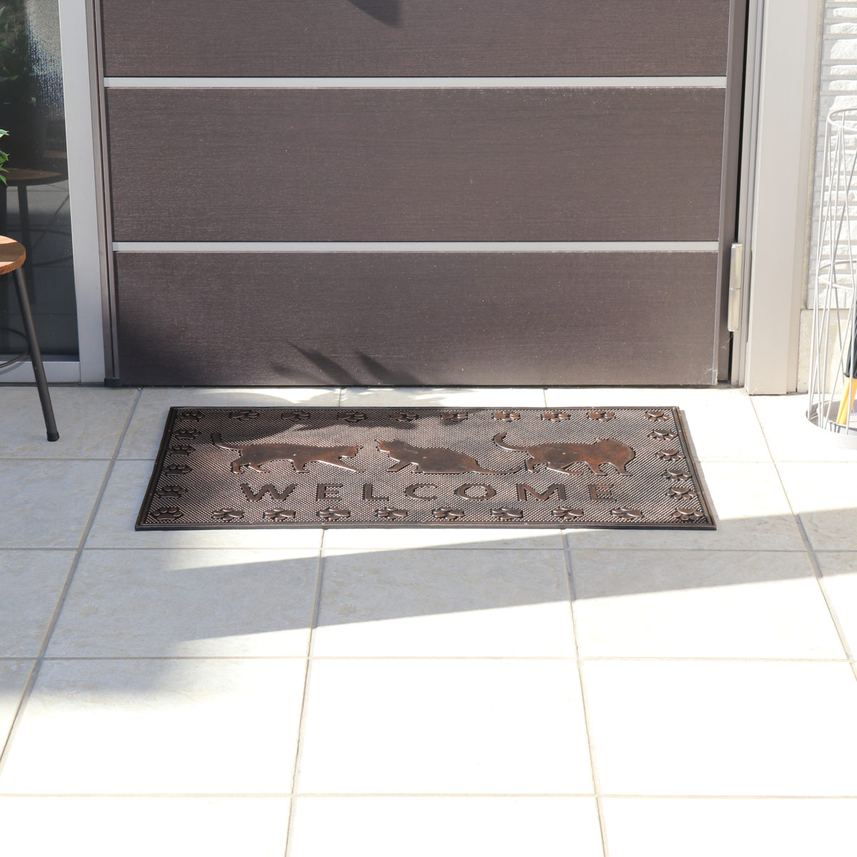 不二貿易（Fuji Boeki） 玄関マット 屋外 ラバーマット 猫 45×75 （ 泥