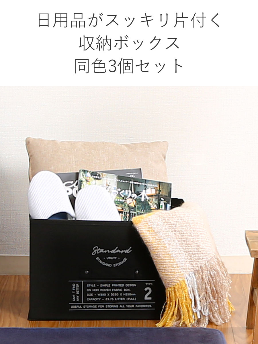 不二貿易（Fuji Boeki） 収納ボックス 不織布 同色3個セット インナー