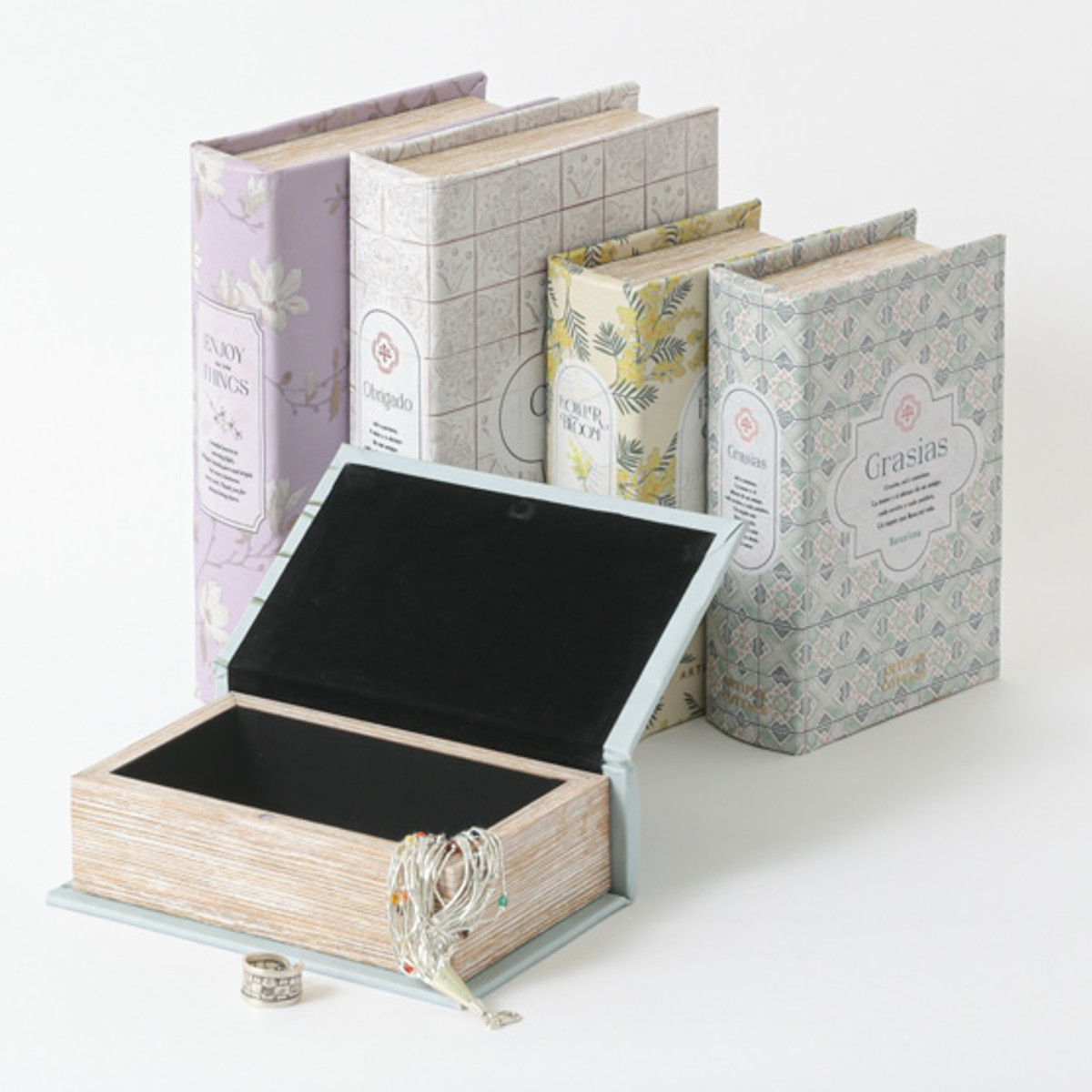 小物入れ ブックボックス L ふた付き 幅21×奥行14×高さ5cm （ 収納