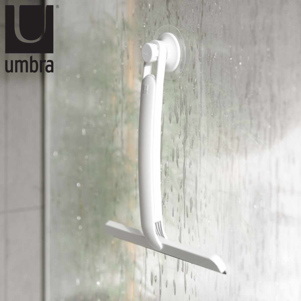 umbra 水切りワイパー フレックス スクイージー アドヒーシブ 鏡 結露取り 水滴 （ アンブラ 水切り お風呂掃除 窓掃除 シンプル ホワイト ）