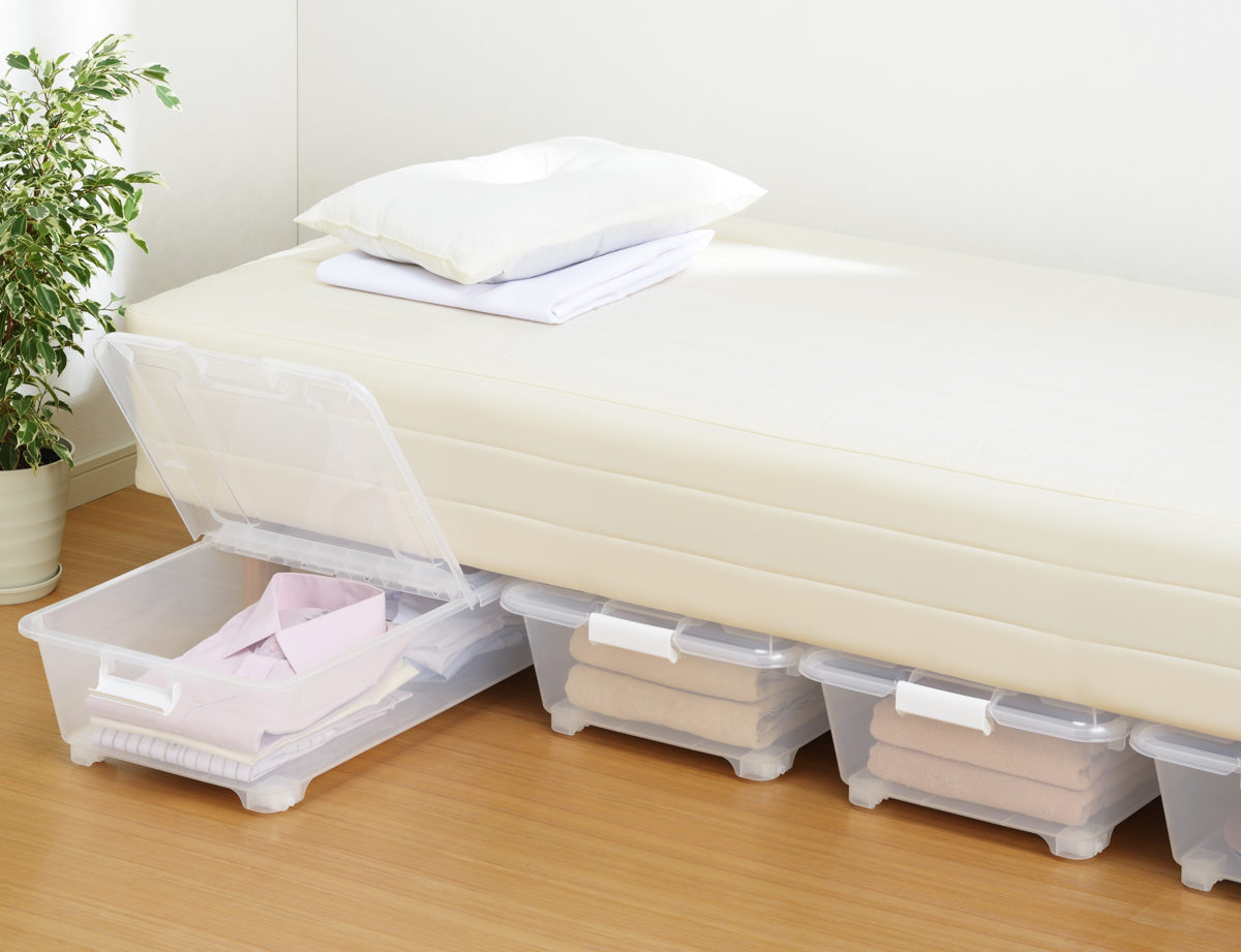 Sanca（サンカ） 収納ケース ベッド下 収納BOX スモーク 同色4個セット