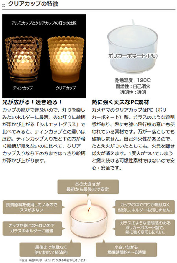 カメヤマキャンドル キャンドル クリアカップボーティブ 6H 24個入