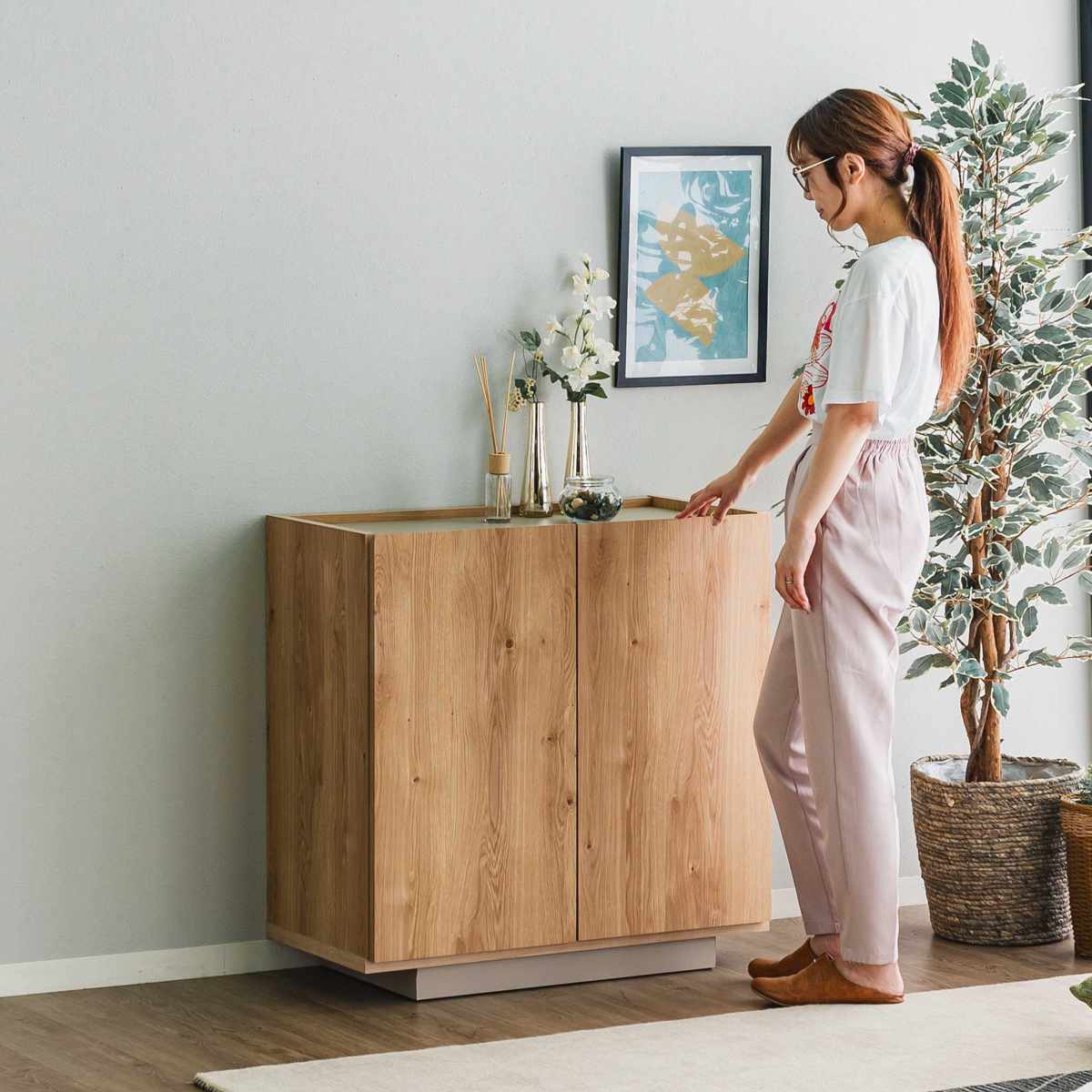 キャビネット 幅80cm 北欧モダン 可動棚 日本製 完成品 （ 棚 ラック