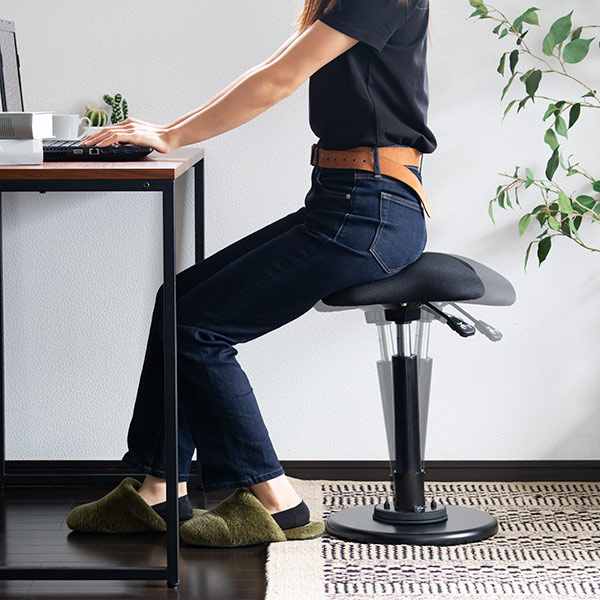 バランスチェア スツール ゆらゆら 昇降式 H-28(BK)ブラック バランスチェア ゆらゆら ハイスツール バーチェア 昇降式