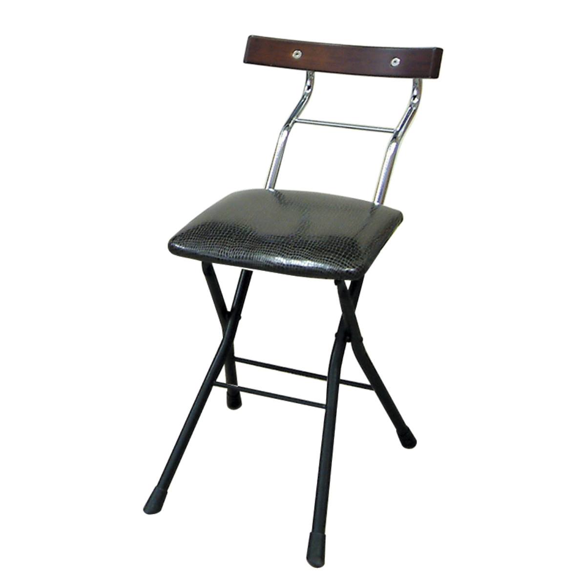 ルネセイコウ 折りたたみ椅子 座面高47.5cm 背もたれ付 レザー調