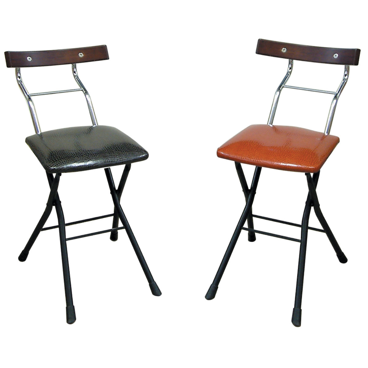 ルネセイコウ 折りたたみ椅子 座面高47.5cm 背もたれ付 レザー調