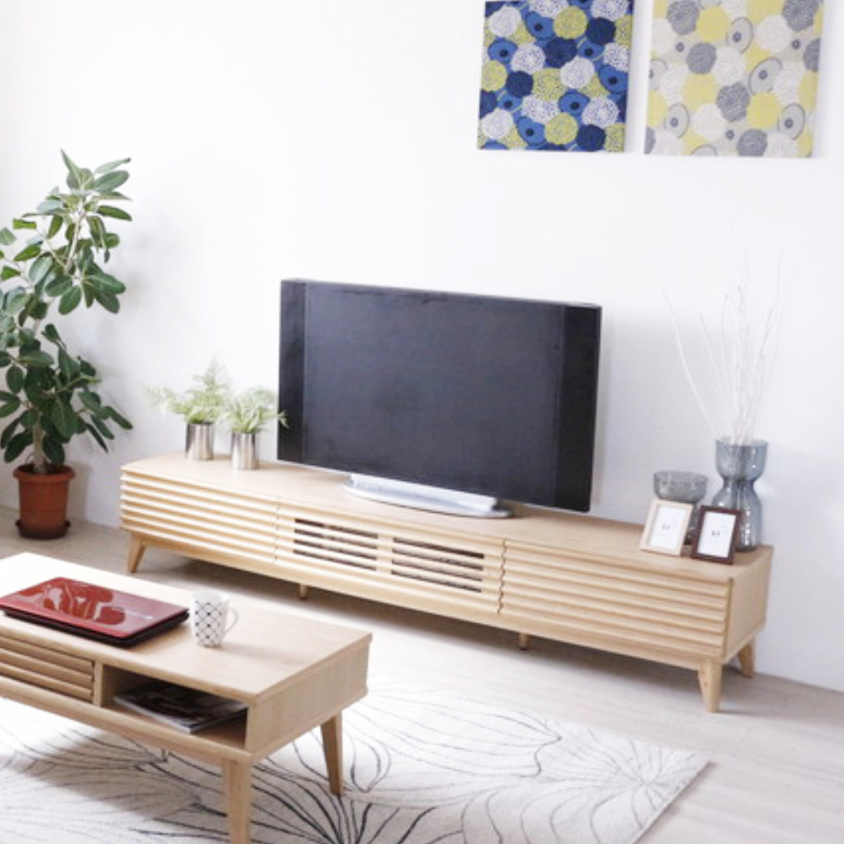 テレビボード 幅176.5cm ローボード 70型対応 フルスライドレール 完成