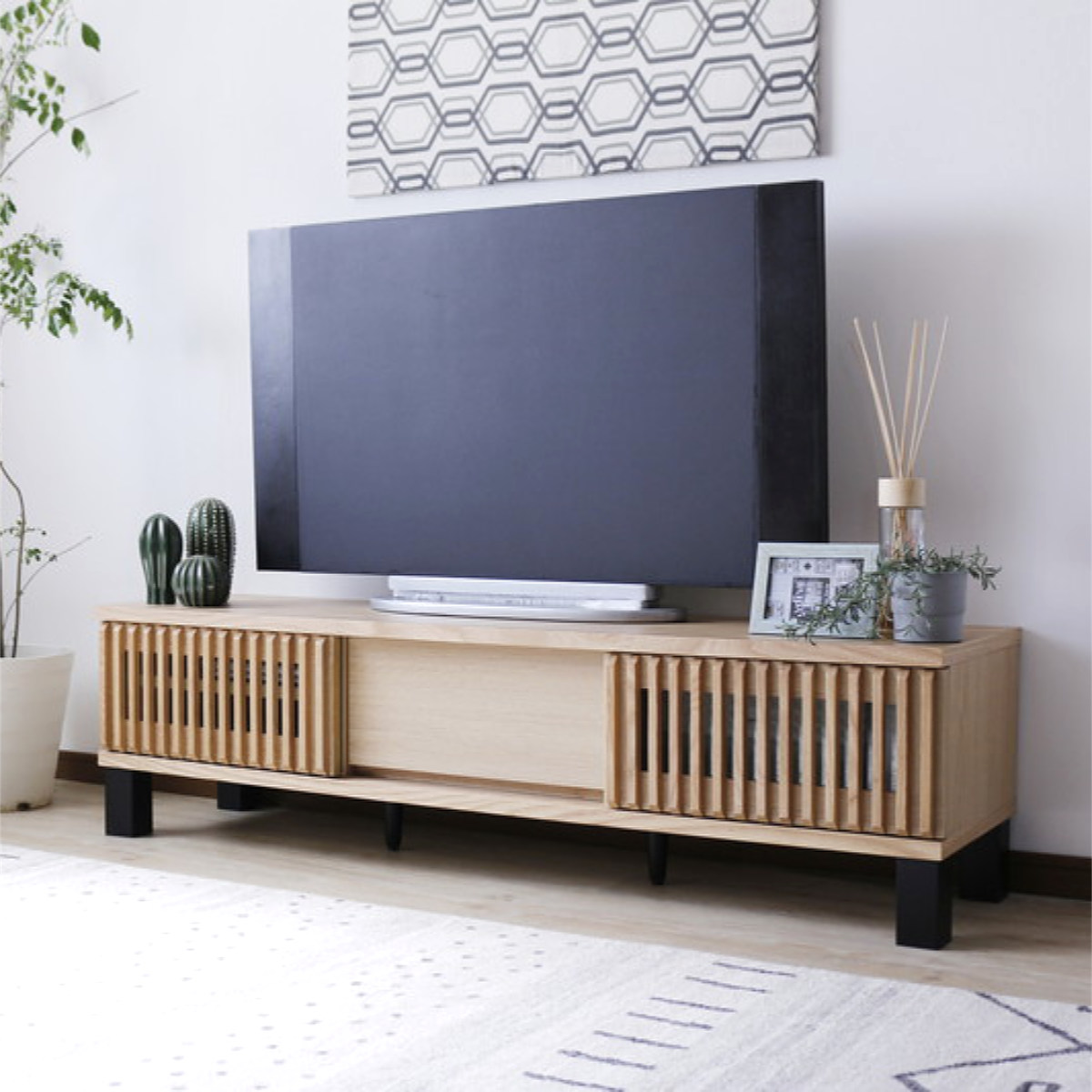 【りょう】ウォルナット テレビボード 幅150cm テレビ台 幅150cm 引き戸 60型対応 フルスライドレール 完成品