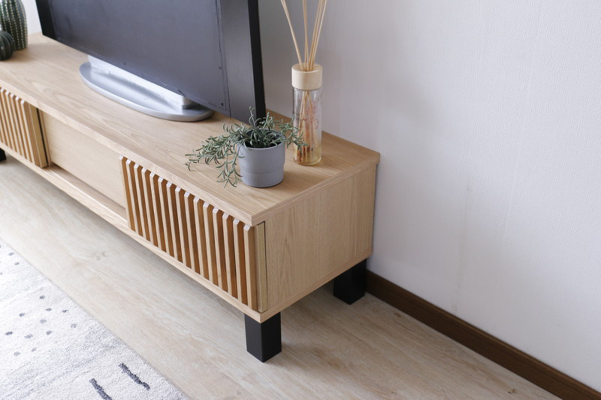 テレビ台 幅150cm 引き戸 60型対応 フルスライドレール 完成品