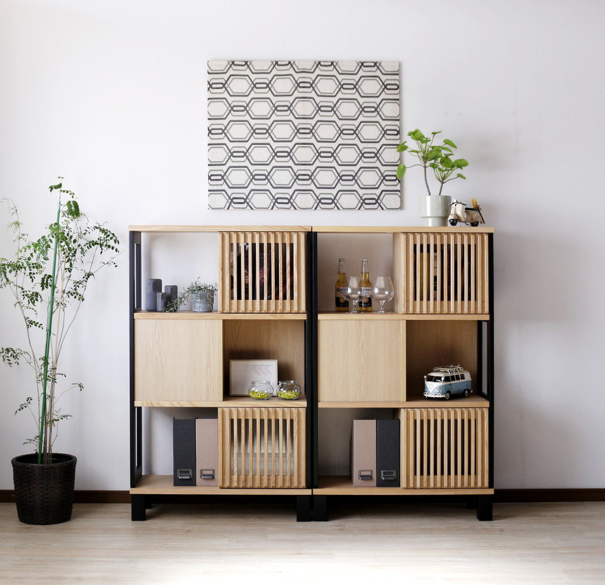 シェルフ 幅80cm 両面仕様 間仕切り 引き戸 完成品 （ 棚 ラック A4