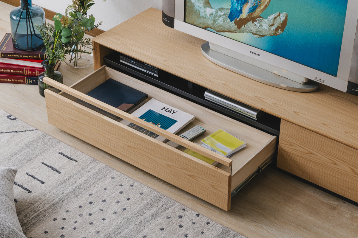 テレビ台 幅150cm 60型対応 引き出し フルスライドレール 完成品