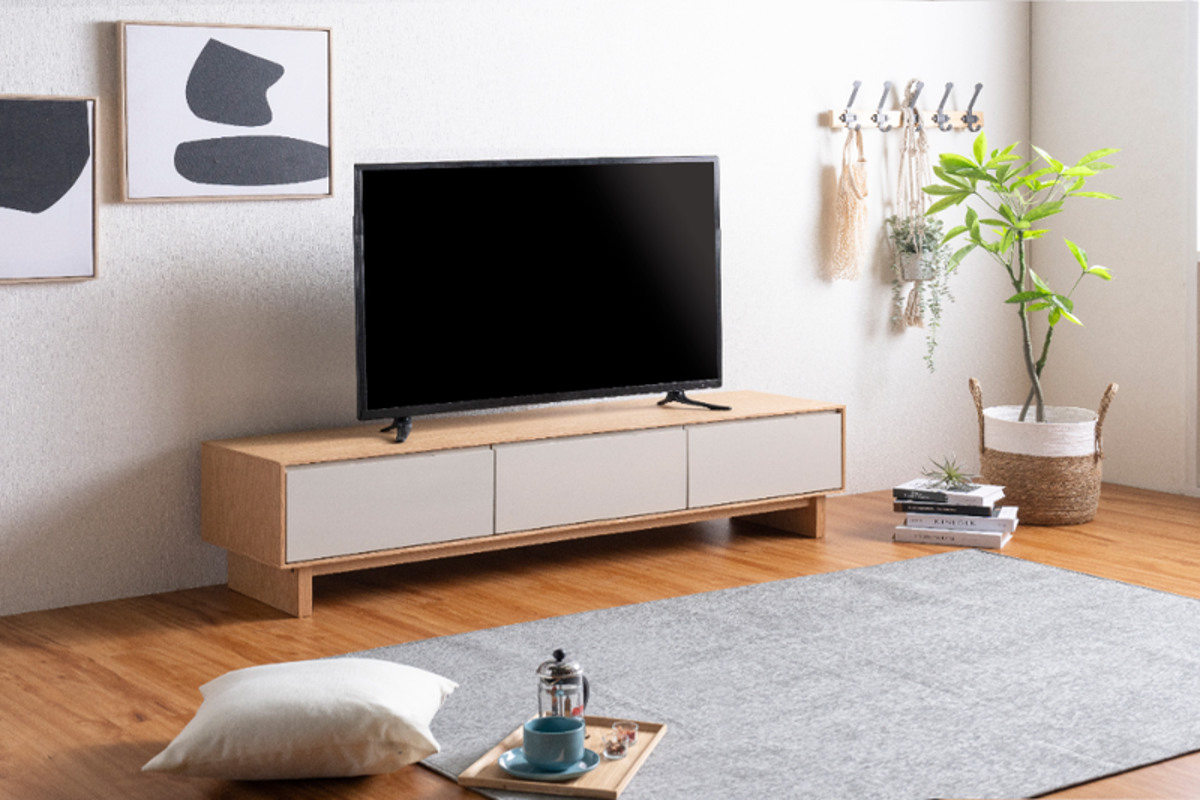 テレビ台 幅210cm 脚付き フルスライドレール 天然木 完成品