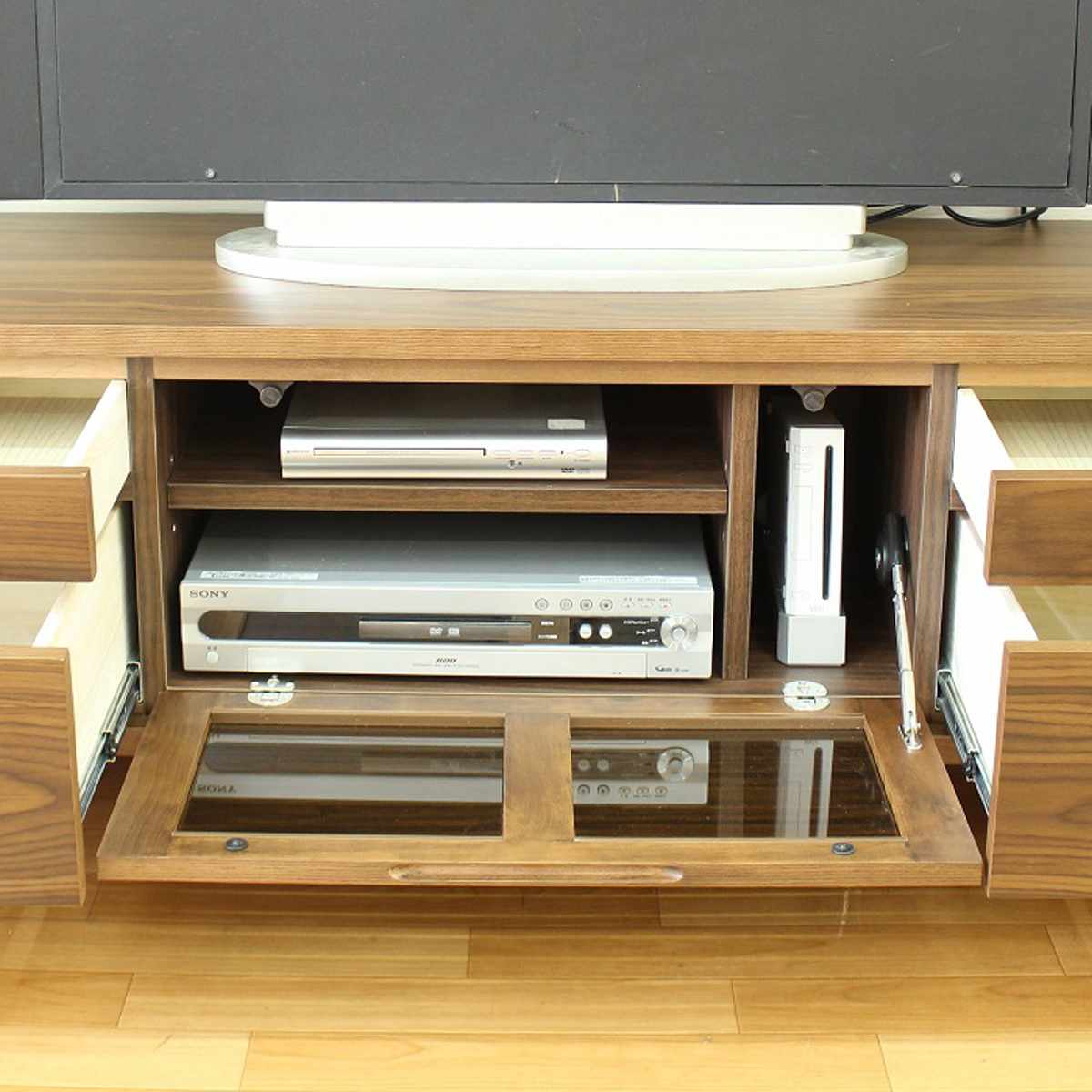 テレビ台 幅140cm 背面化粧 リモコンOK 天然木 完成品 （ ローボード