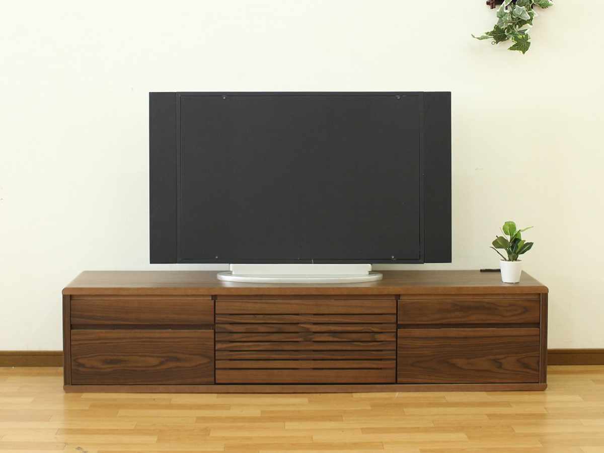 ダークウッドテレビ台 引き出し付き140cm テレビ台 幅140cm 背面化粧 リモコンOK 天然木 完成品 （ ローボード