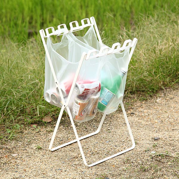 ゴミ袋＆レジ袋スタンド タワー tower ゴミ箱 折りたたみ7 tower 山崎実業 ゴミ袋＆レジ袋スタンド タワー （ 4903208079082