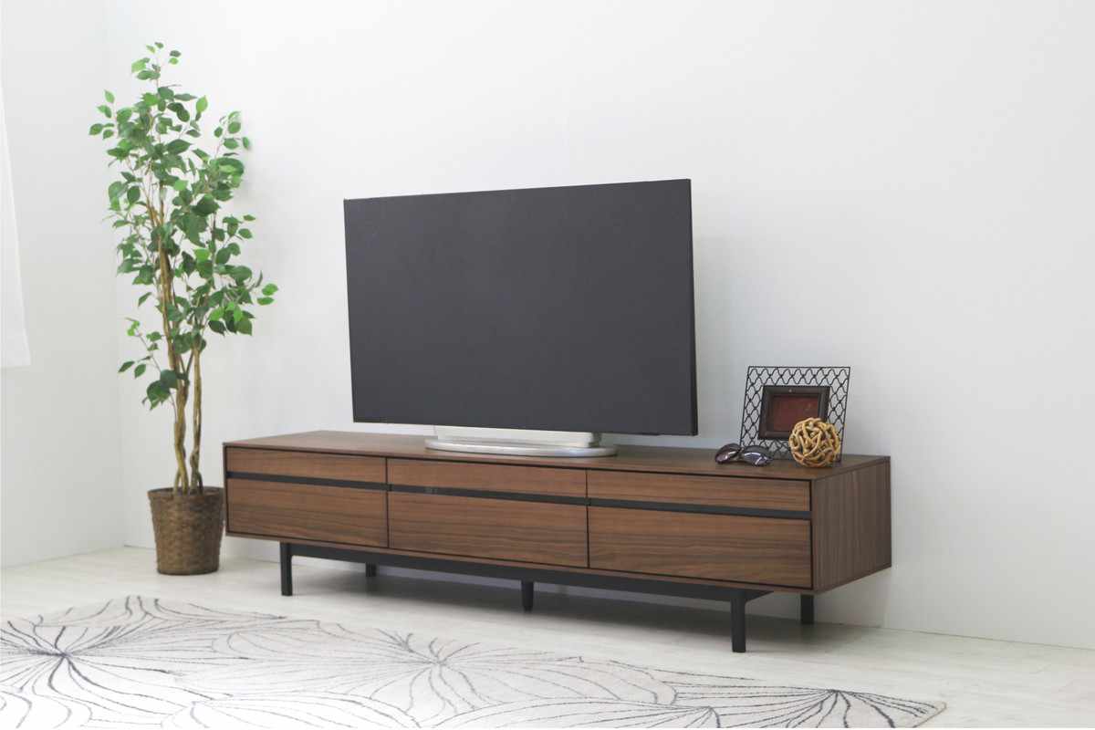 木製引き出し付きテレビ台 約150cm テレビ台 幅150cm 脚付き リモコンOK 天然木 完成品 （ ローボード