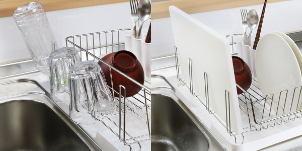 水切りかご 2wayトレー マルチ水切りカゴ グラススタンド付き