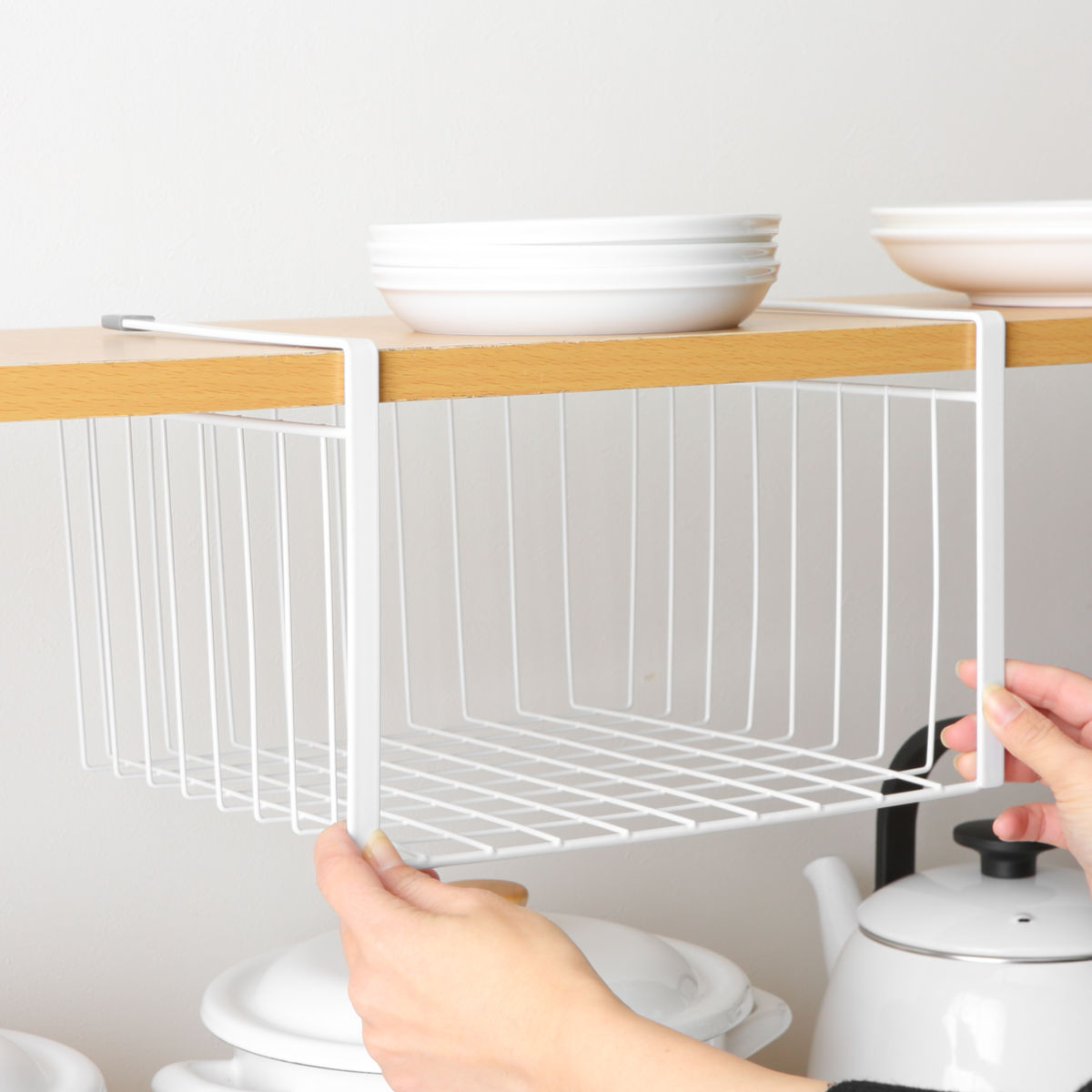 LEC（レック） キッチンバスケット 吊戸棚用バスケット （ 収納ラック