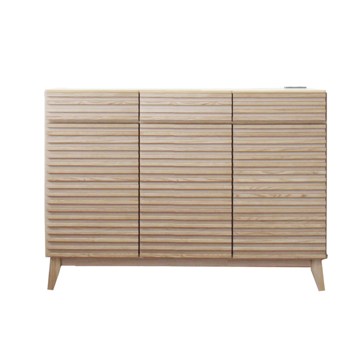 キッチンカウンター 幅120cm 2口コンセント付 ルーバーデザイン 天然木