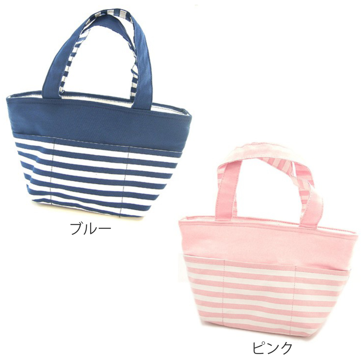 ランチバッグ トートバッグ 保冷 ドット柄 ストライプ柄 レッド