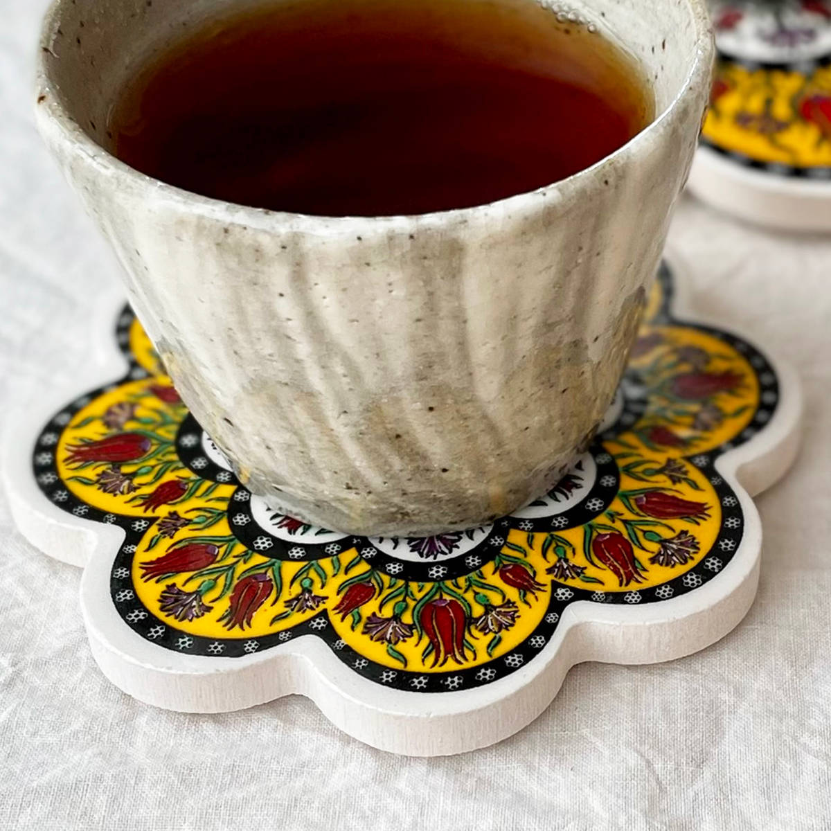 コースター 11cm IZNIK タイルコースター 陶器 （ トルコ陶器 トルコ