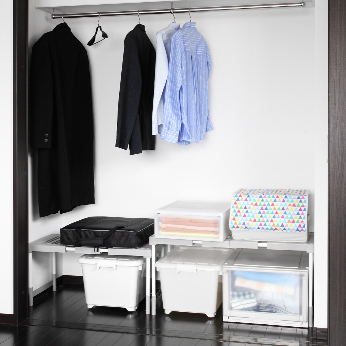 天馬 押入れ 整理棚 2台入り 幅76〜93×奥行37×高さ36・38・40・43cm