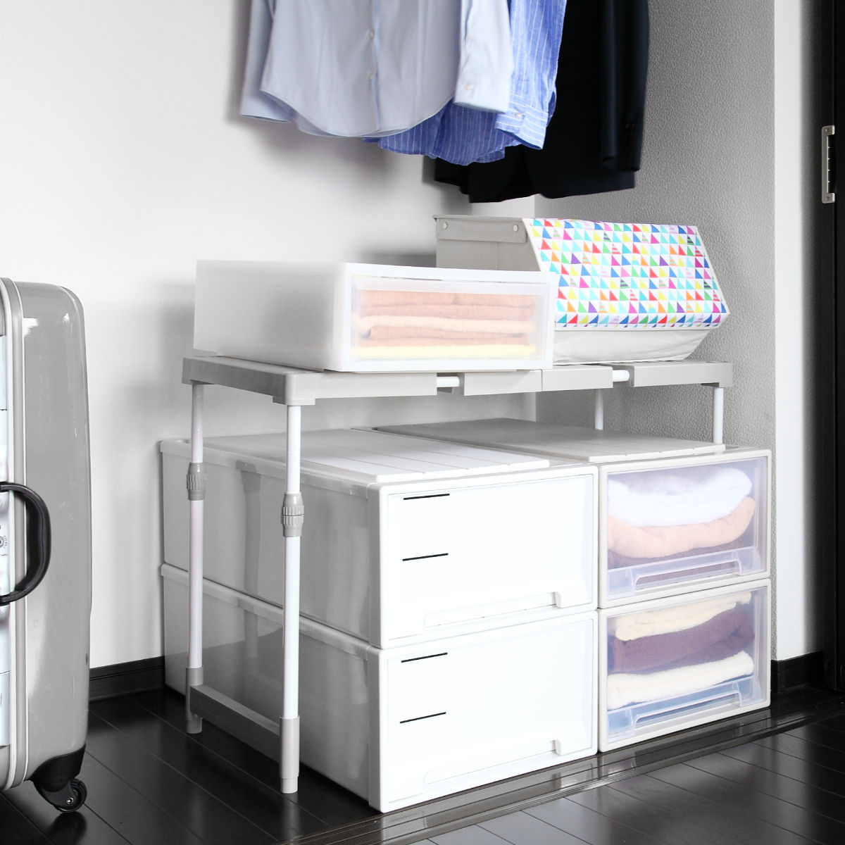 天馬 押入れ 整理棚 幅76〜93×奥行37×高さ48〜80cm フリーラック