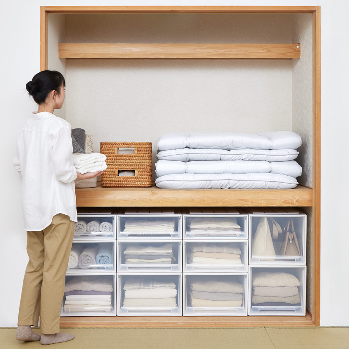 収納ケース Fits フィッツ フィッツケース ロングL 引き出し 2個セット 押入れ （ 収納 衣装ケース 押入れ収納 積み重ね 幅44 奥行74 高さ23 天馬 ）の画像