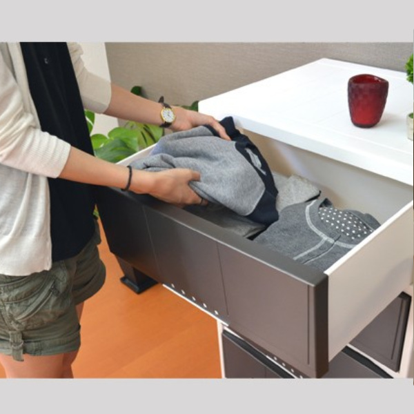 チェスト 5段 幅60cm ルームケース リビングチェスト プラスチック 日本製 （ 幅60×奥行45×高さ114.5cm 収納ケース 引き出し 完成品 ）_12