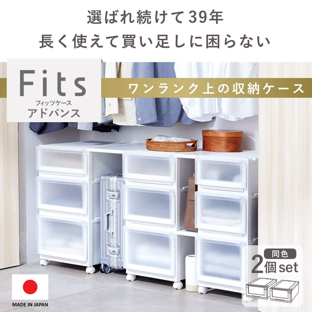 Fits 収納ケース 2個セット 幅40×奥行55×高さ25cm フィッツアドバンス