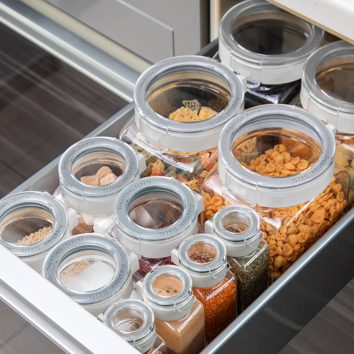 （限定カラーグレー） 保存容器 500ml フレッシュロック 角型 お得な同色3個セット （ キッチン収納 キャニスター 調味料入れ ストッカー 密閉 透明 日本製 ） | FRESHLOK | 20