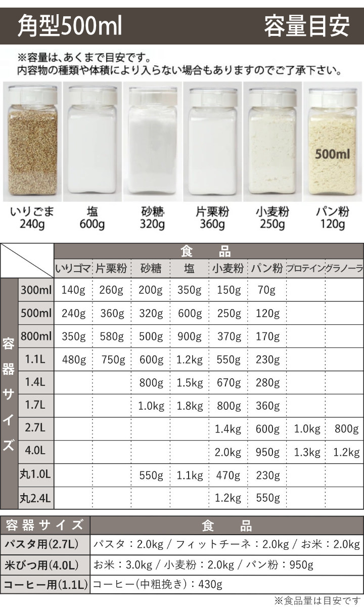（限定カラーグレー） 保存容器 500ml フレッシュロック 角型 お得な同色3個セット （ キッチン収納 キャニスター 調味料入れ ストッカー 密閉 透明 日本製 ） | FRESHLOK | 13