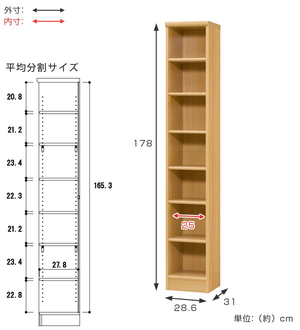 本棚 ブックシェルフ エースラック カラーラック 約幅29cm 高さ178cm