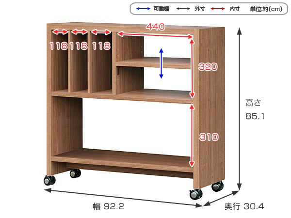 □在庫限り・入荷なし□キャスター付き棚 ラック ムービングシェルフ