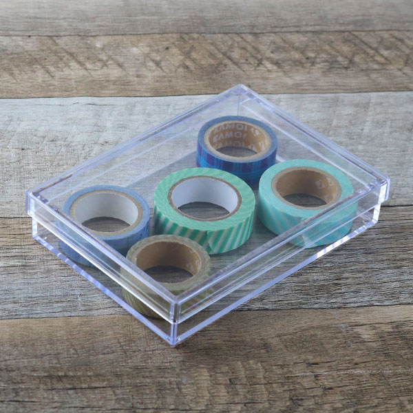 クリアケース フタ付き 幅14.6×奥行10.6×高さ3cm 小物入れ ふた付き M