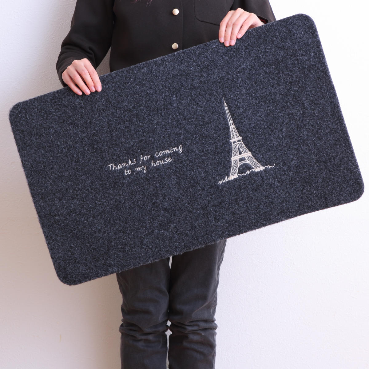 オカトー 玄関マット 屋外兼用 45x75cm 厚さ0.3cm エッフェル塔