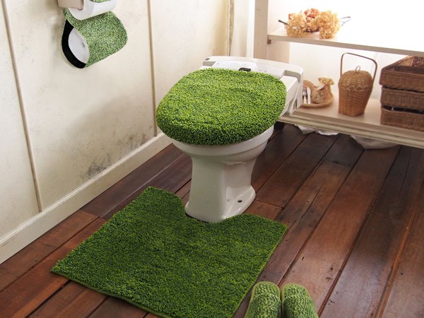 SHIBAFU 洗浄・暖房便座用フタカバー 芝生 （ トイレ 蓋カバー