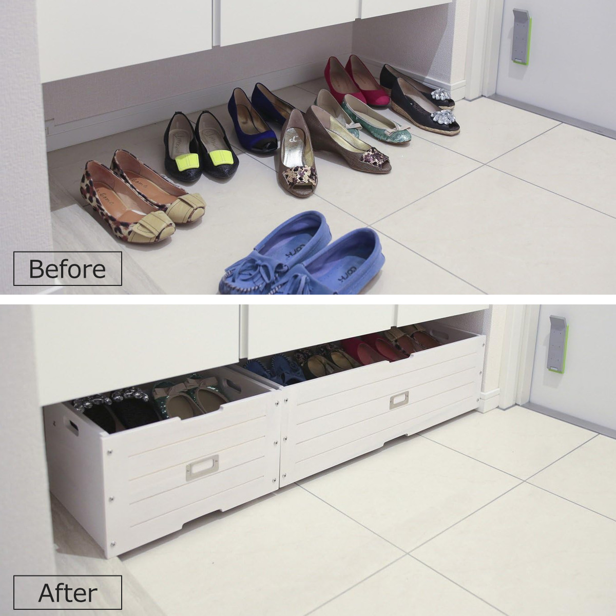 シューズラック 幅71cm 下駄箱下収納 木製 （ 玄関 下駄箱下収納