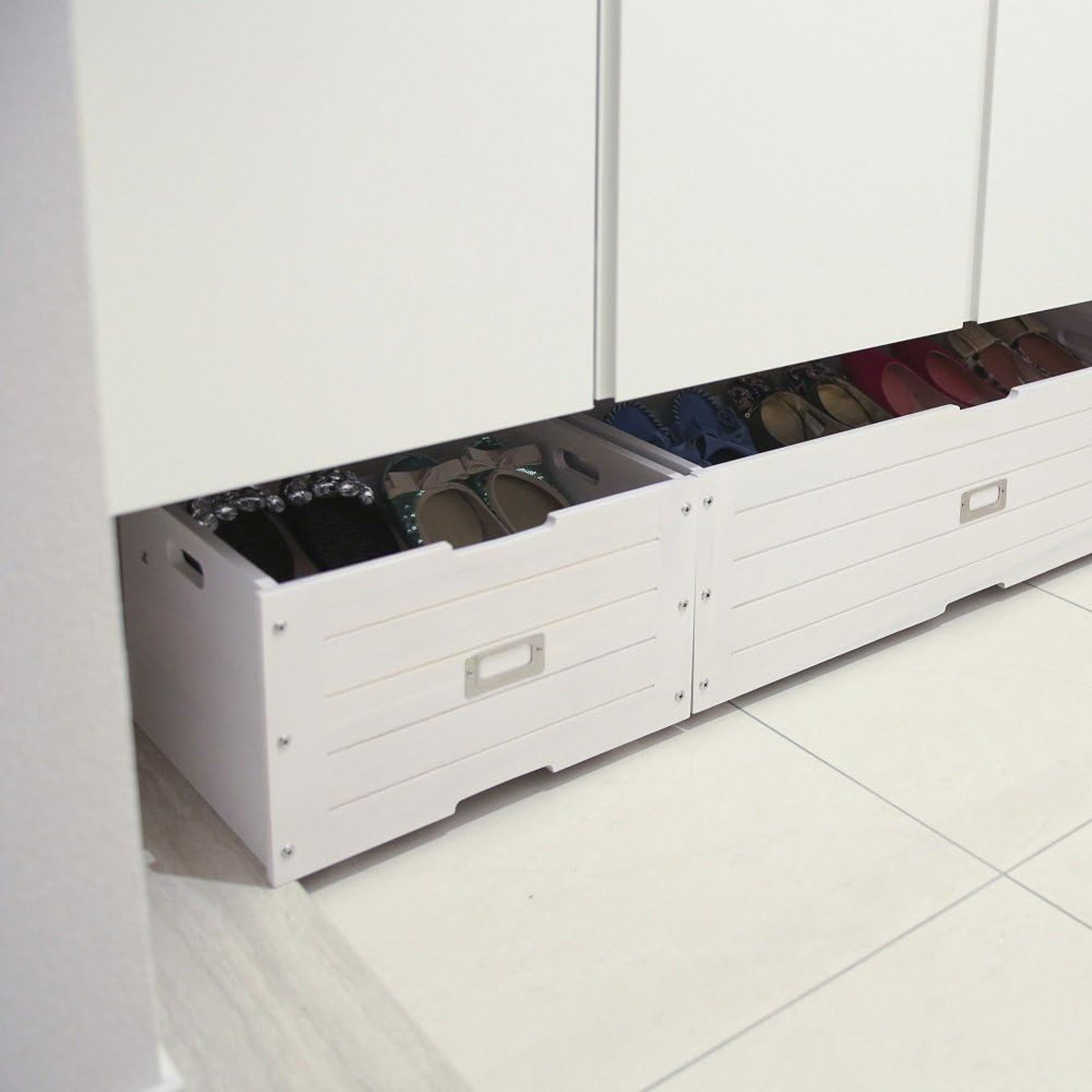 シューズラック 幅52cm 下駄箱下収納 木製 （ 玄関 下駄箱下収納