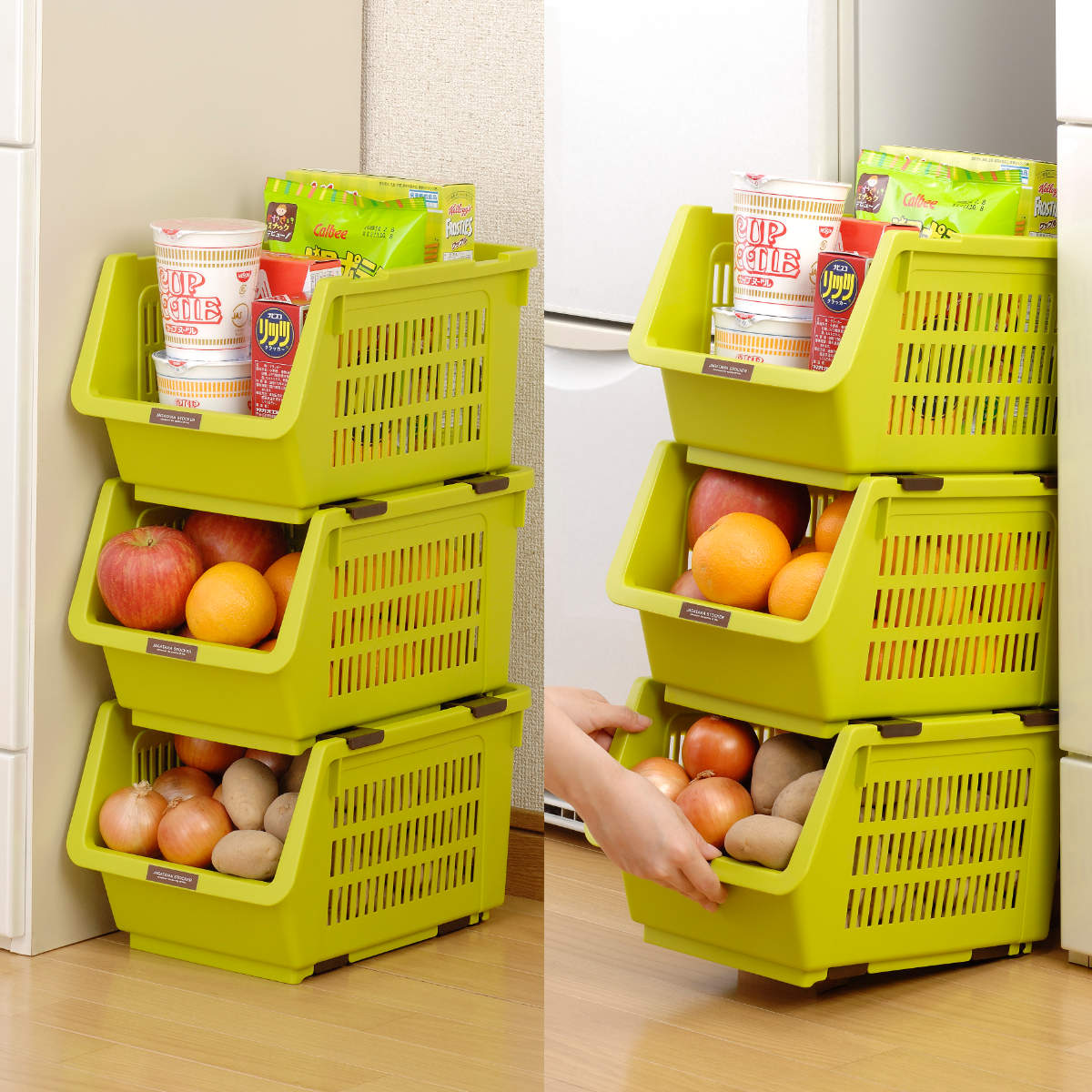 野菜ストッカー スリムストッカー じゃが玉ストッカー 同色3個セット