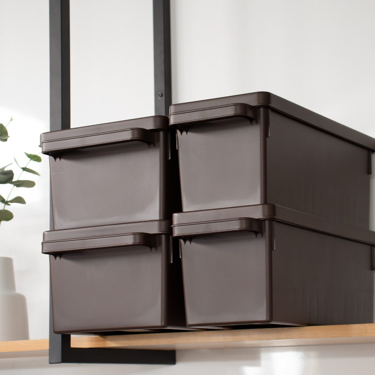 イノマタ化学 収納ケース メディアコンテナ DVD用 ブラウン 幅44.9