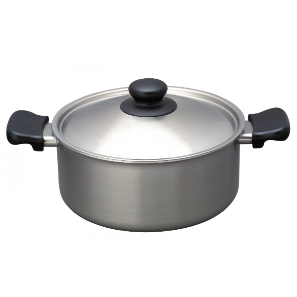 柳宗理 両手鍋 浅型 22cm IH対応 ステンレスアルミ三層鋼 フタ付き