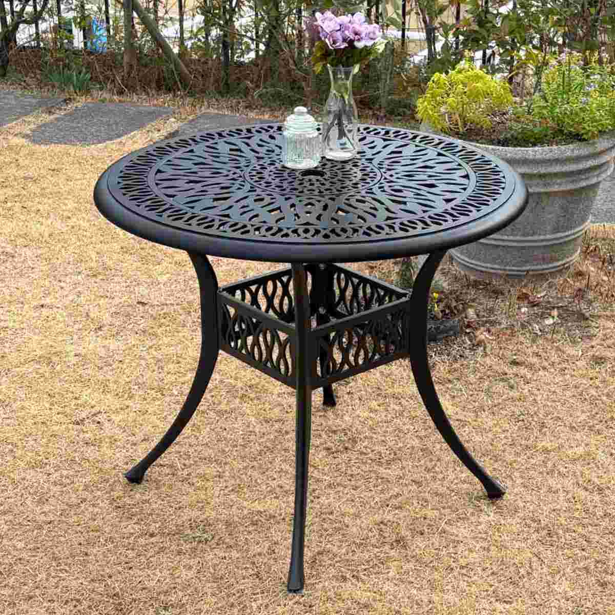 テーブル＆チェア アルミ製ラウンドテーブル＆チェア トルペ 5点セット