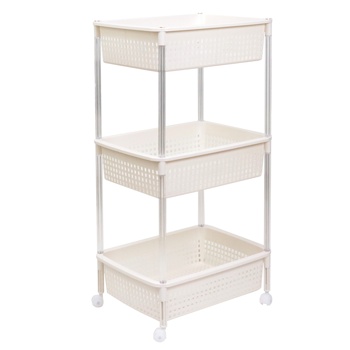 平和工業 ランドリーバスケット バスケットワゴン 3段 ワイドタイプ