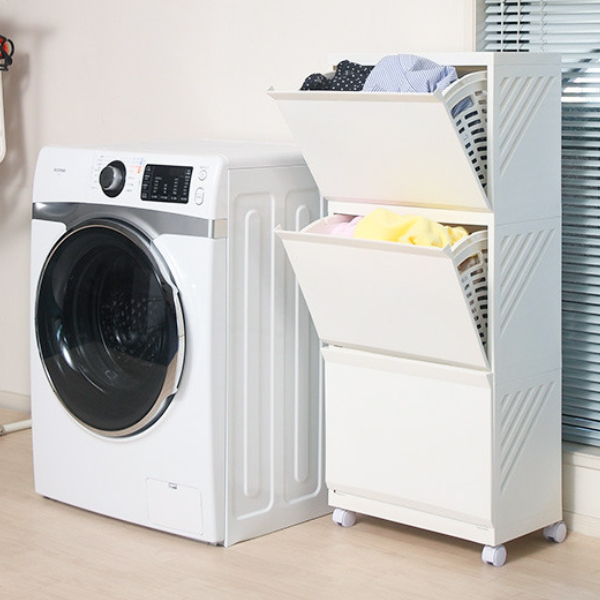 平和工業 ランドリーボックス Clevan 3段 ランドリーラック 洗濯かご