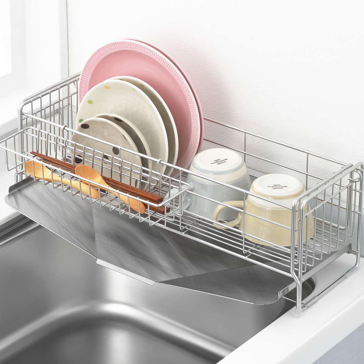 ヨシカワ 水切りラック シンクサイド 幅の広がる水切り 深型 奥行47cm