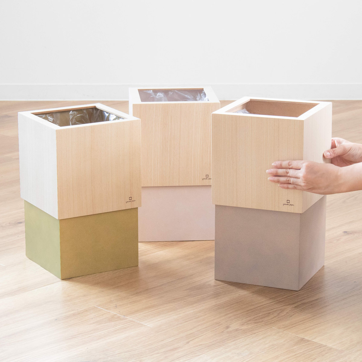 ヤマト工芸 ゴミ箱 木製 10L W CUBE セン 袋が見えない 日本製