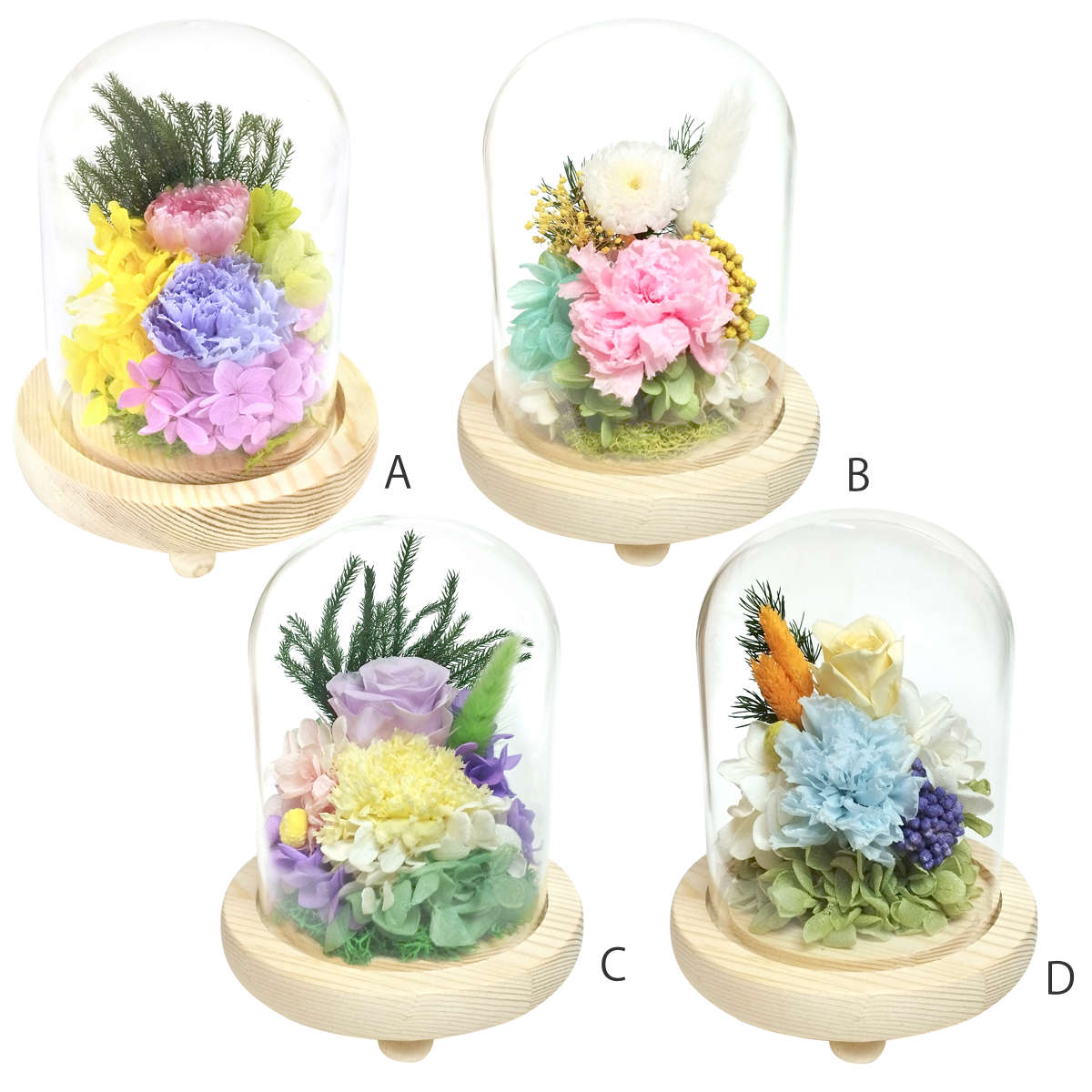 供え花 仏花 ガラス ドームアレンジメント プリザーブドフラワー